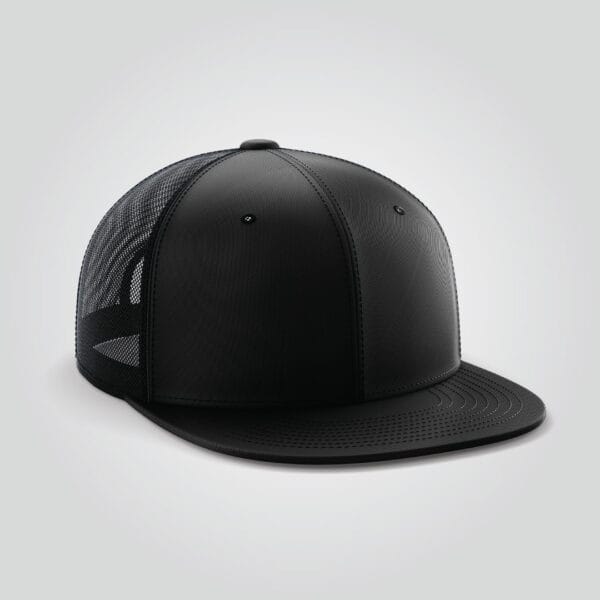 Black Mesh Snapback Cap