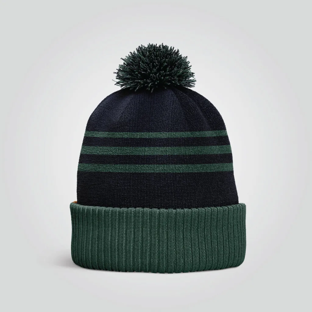 Striped Beanie – Navy & Green