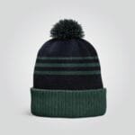 Striped Beanie – Navy & Green