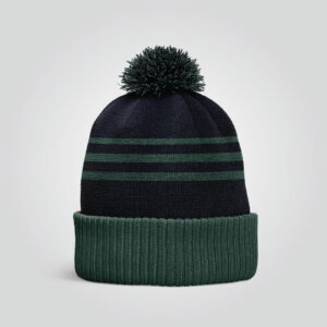 Striped Beanie – Navy & Green