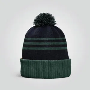 Striped Beanie – Navy & Green