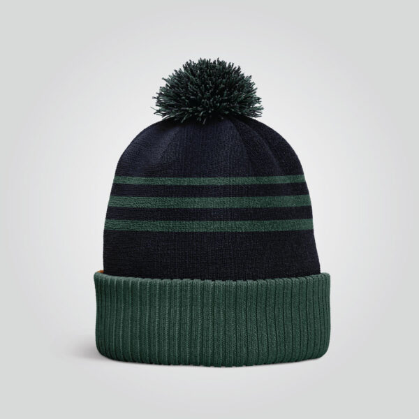 Striped Beanie – Navy & Green