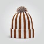 Striped Beanie – Brown & White