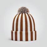Striped Beanie – Brown & White