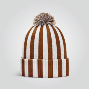 Striped Beanie – Brown & White