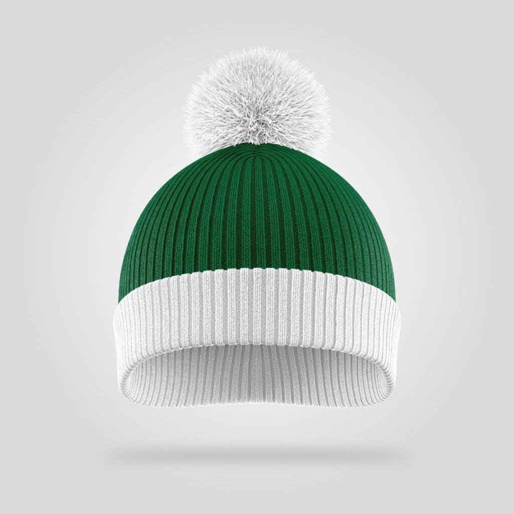 Green & White Ribbed Beanie
