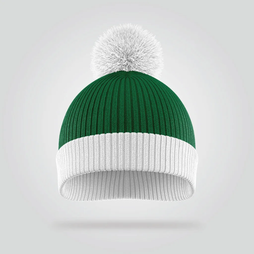 Green & White Ribbed Beanie