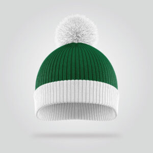 Green & White Ribbed Beanie