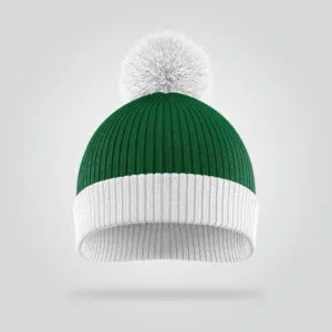 Green & White Ribbed Beanie