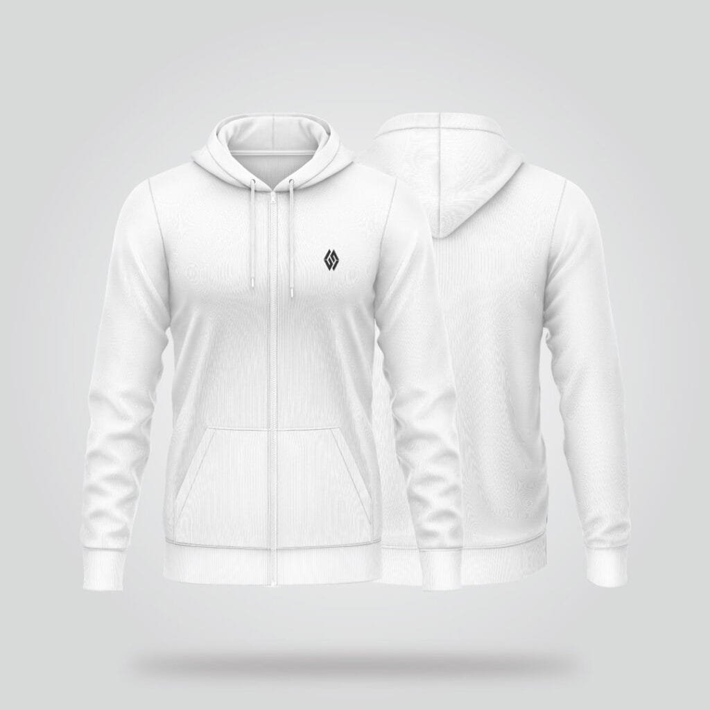 Men’s White Zip Hoodie