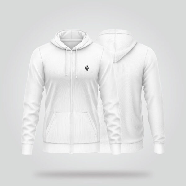 Men's White Zip Hoodie