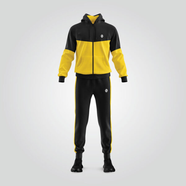 Black Yellow Sports Tracksuit - Image 2