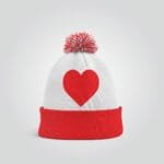 Red & White Heart Beanie