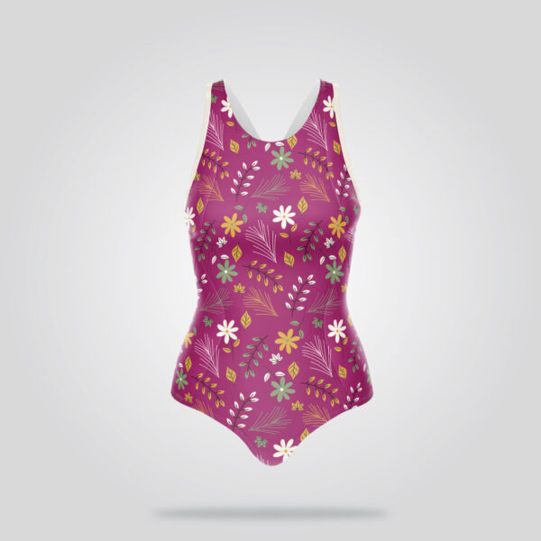 Pink Floral Racerback Swimsuit - Image 2
