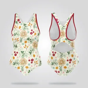 Yellow Floral Racerback Swimsuit