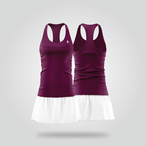 Maroon White Tennis Dress - Image 4