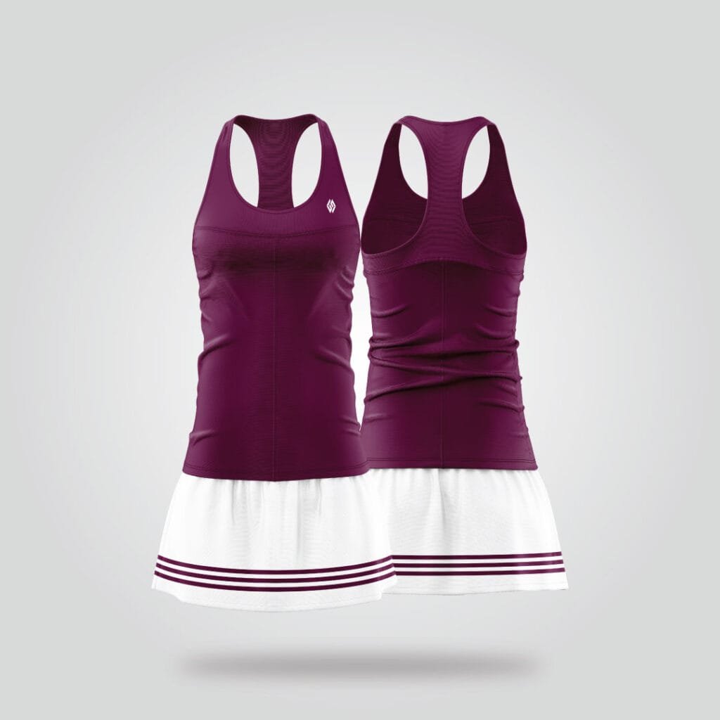 Maroon White Tennis Dress
