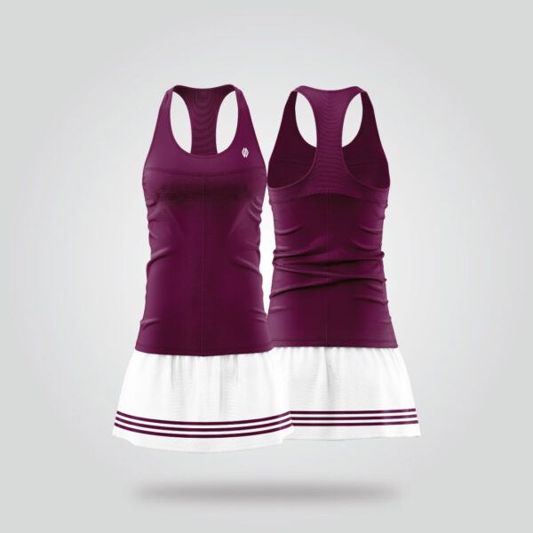 Maroon White Tennis Dress