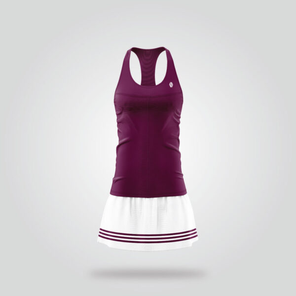 Maroon White Tennis Dress - Image 2