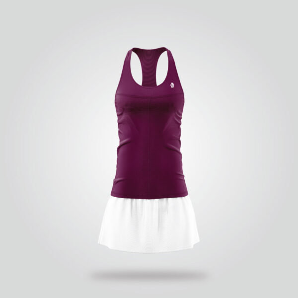 Maroon White Tennis Dress - Image 3