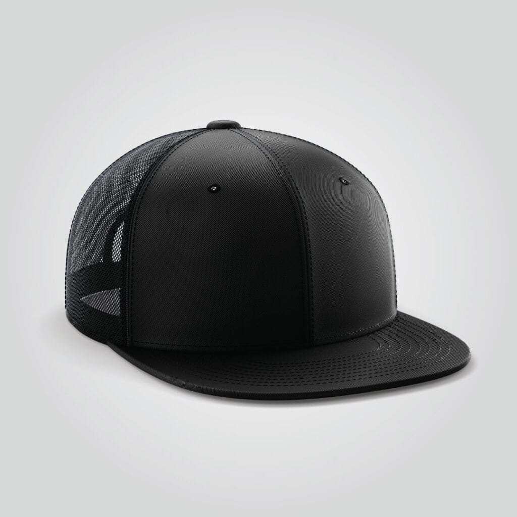 Black Mesh Snapback Cap