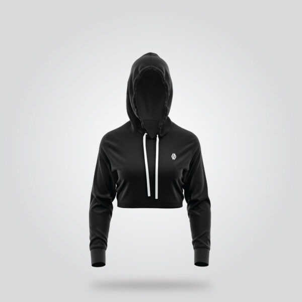 Black Cropped Hoodie - Image 2