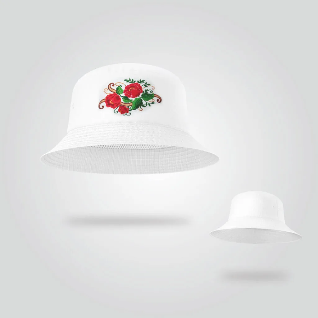 White Floral Bucket Hat