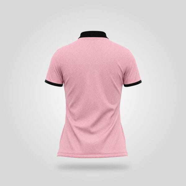 Women’s Half Sleeve Polo Shirt – Pink & Black - Image 4