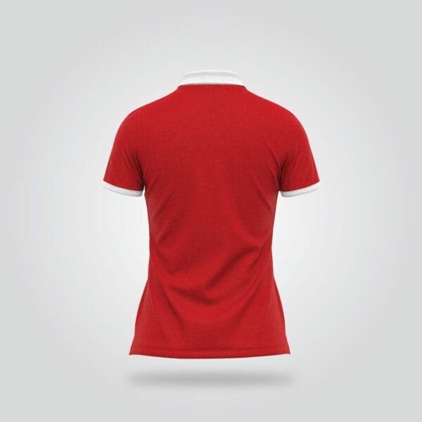 Women’s Half Sleeve Polo Shirt – Red & White - Image 4