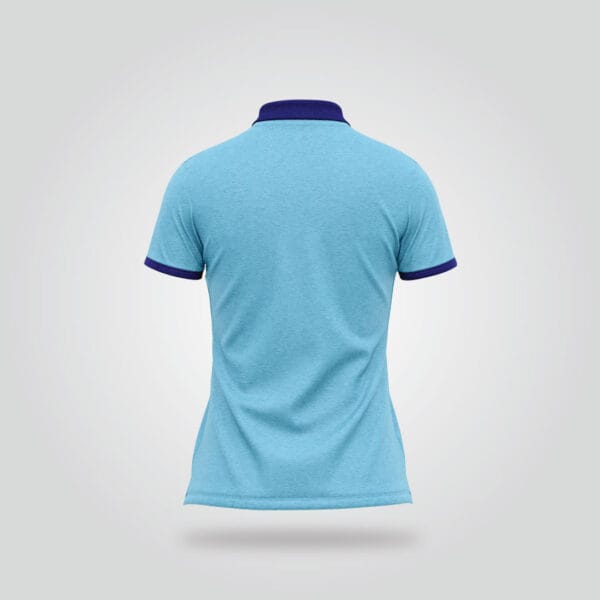 Women’s Half Sleeve Polo Shirt – Light Blue & Navy - Image 4
