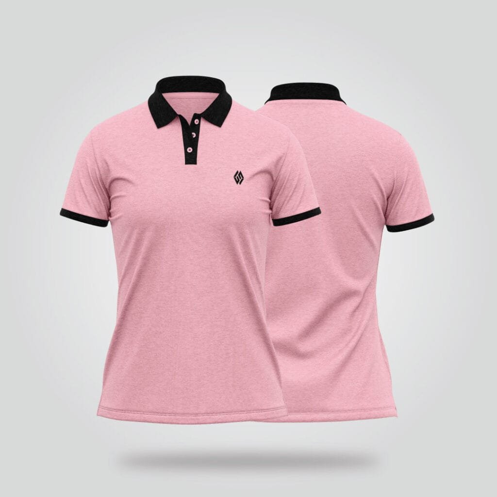 Women’s Half Sleeve Polo Shirt – Pink & Black