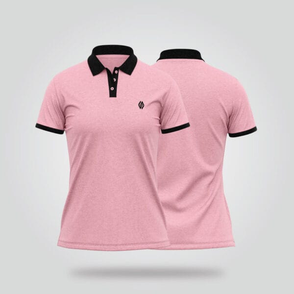 Women’s Half Sleeve Polo Shirt – Pink & Black