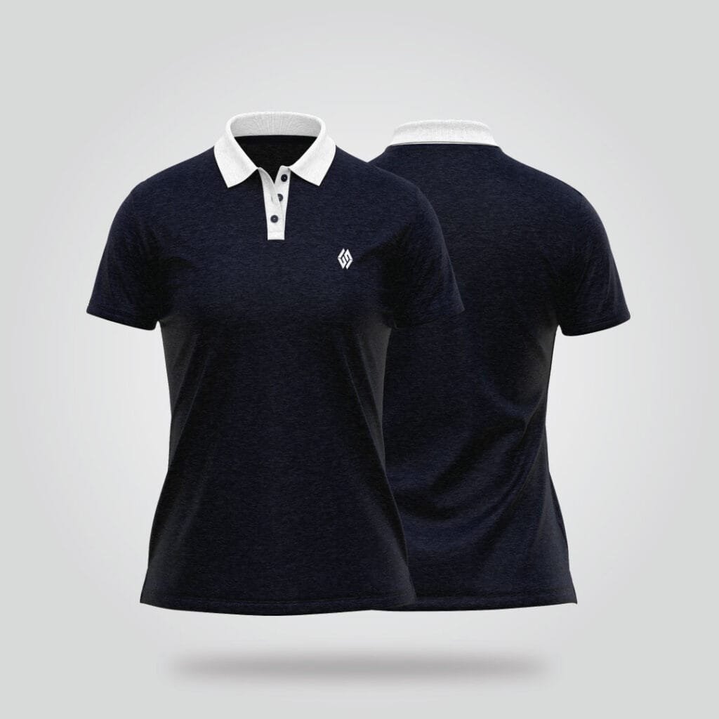 Women’s Half Sleeve Polo Shirt – Dark Navy & White