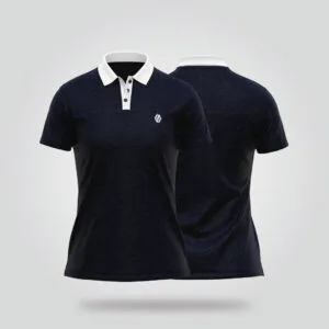 Women’s Half Sleeve Polo Shirt – Dark Navy & White
