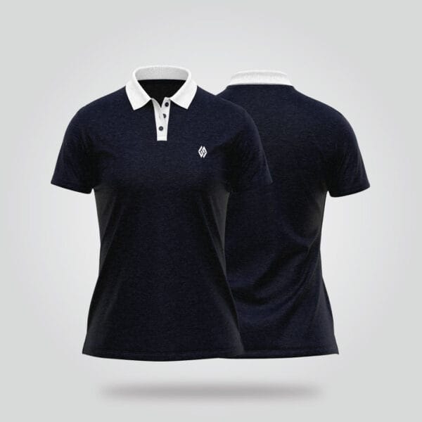 Women’s Half Sleeve Polo Shirt – Dark Navy & White