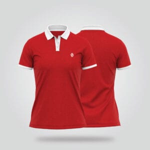 Women’s Half Sleeve Polo Shirt – Red & White