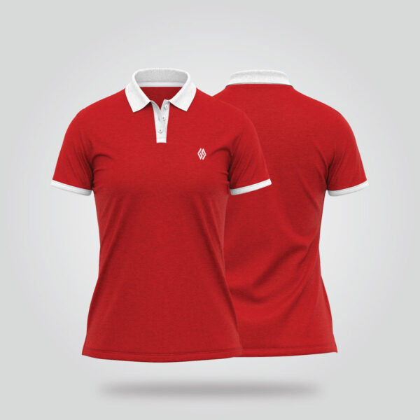 Women’s Half Sleeve Polo Shirt – Red & White