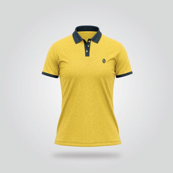 Women’s Half Sleeve Polo Shirt – Mustard & Charcoal - Image 3