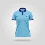 Women’s Half Sleeve Polo Shirt – Light Blue & Navy