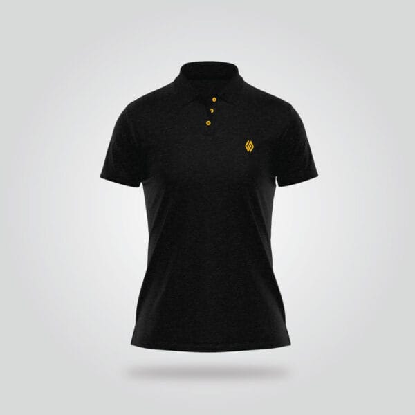 Women’s Half Sleeve Polo Shirt – Black - Image 3