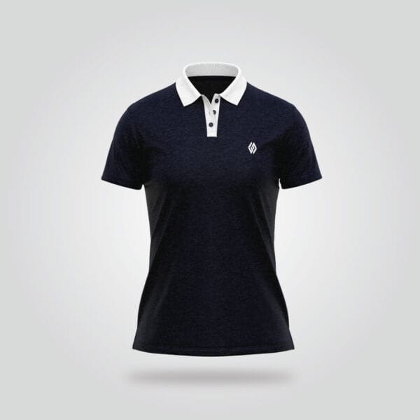 Women’s Half Sleeve Polo Shirt – Dark Navy & White - Image 3