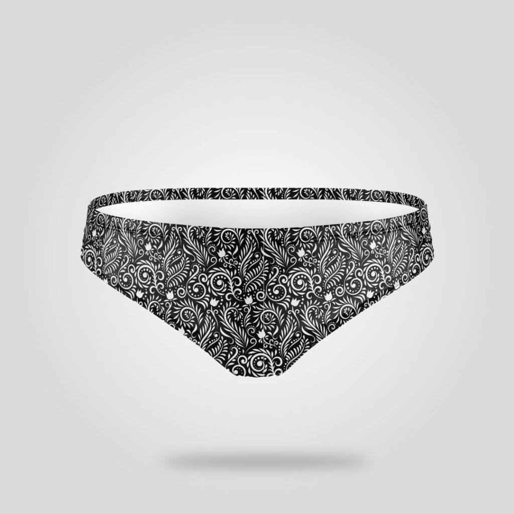 Elegant Black Floral Bikini Bottom