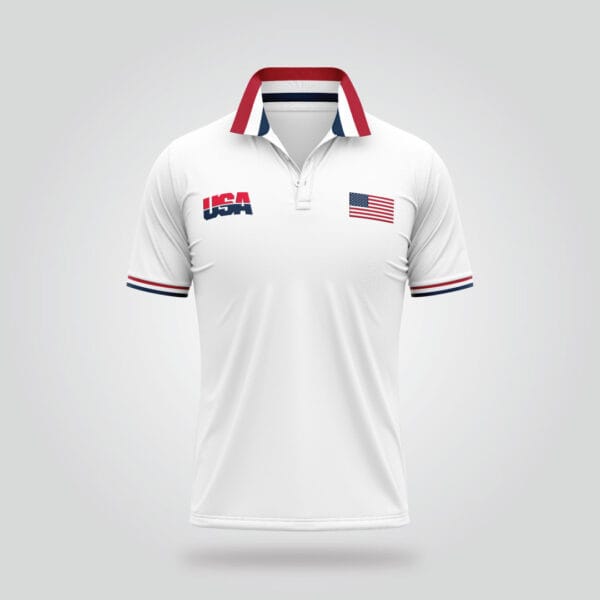 USA Polo Shirt – White - Image 2