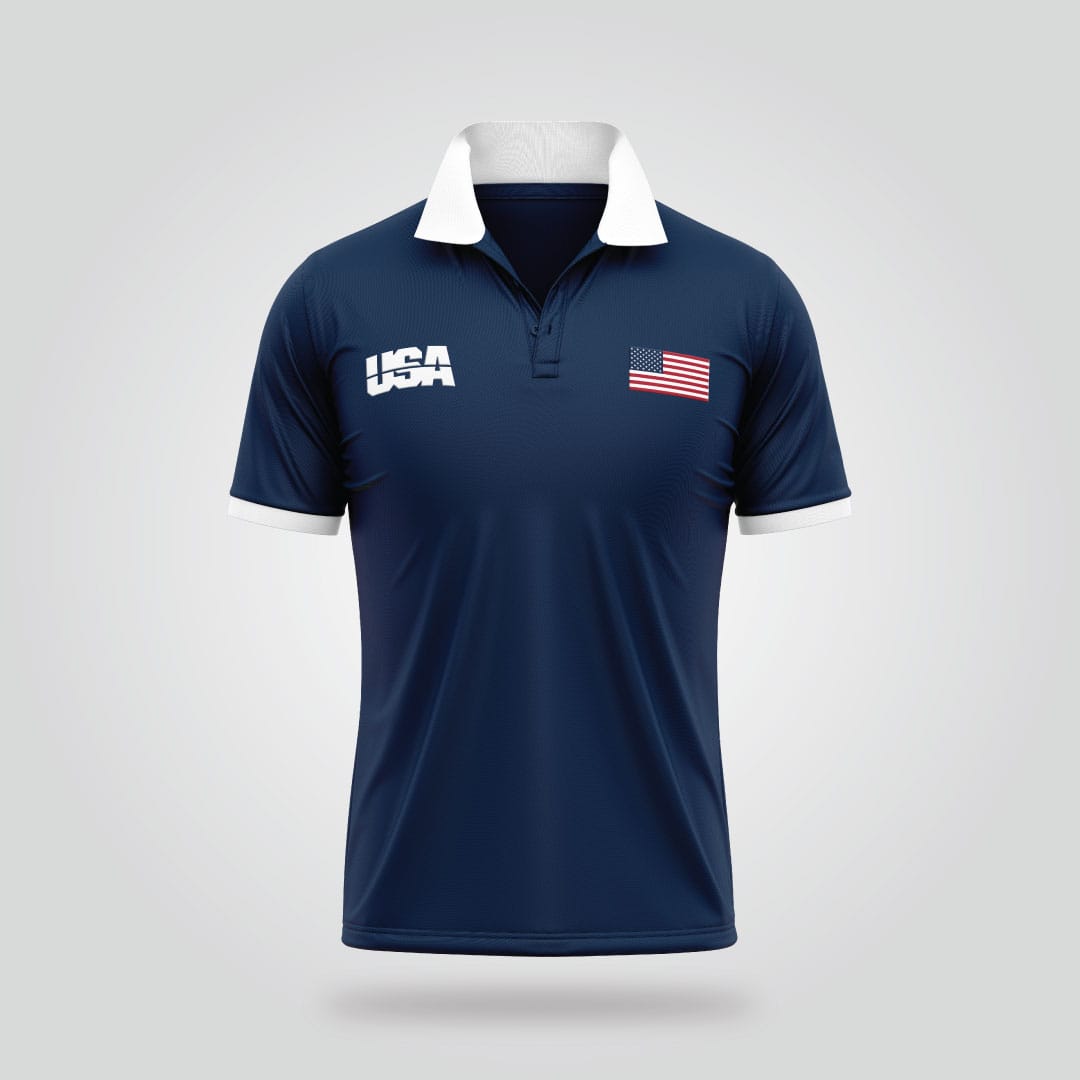 USA Polo Shirt – Navy Blue - Image 2