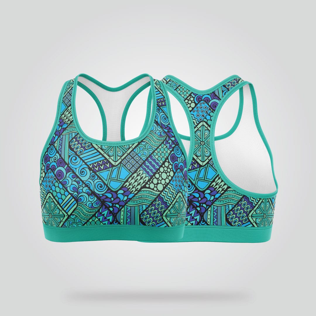 Tribal Teal Women’s Sports Bra