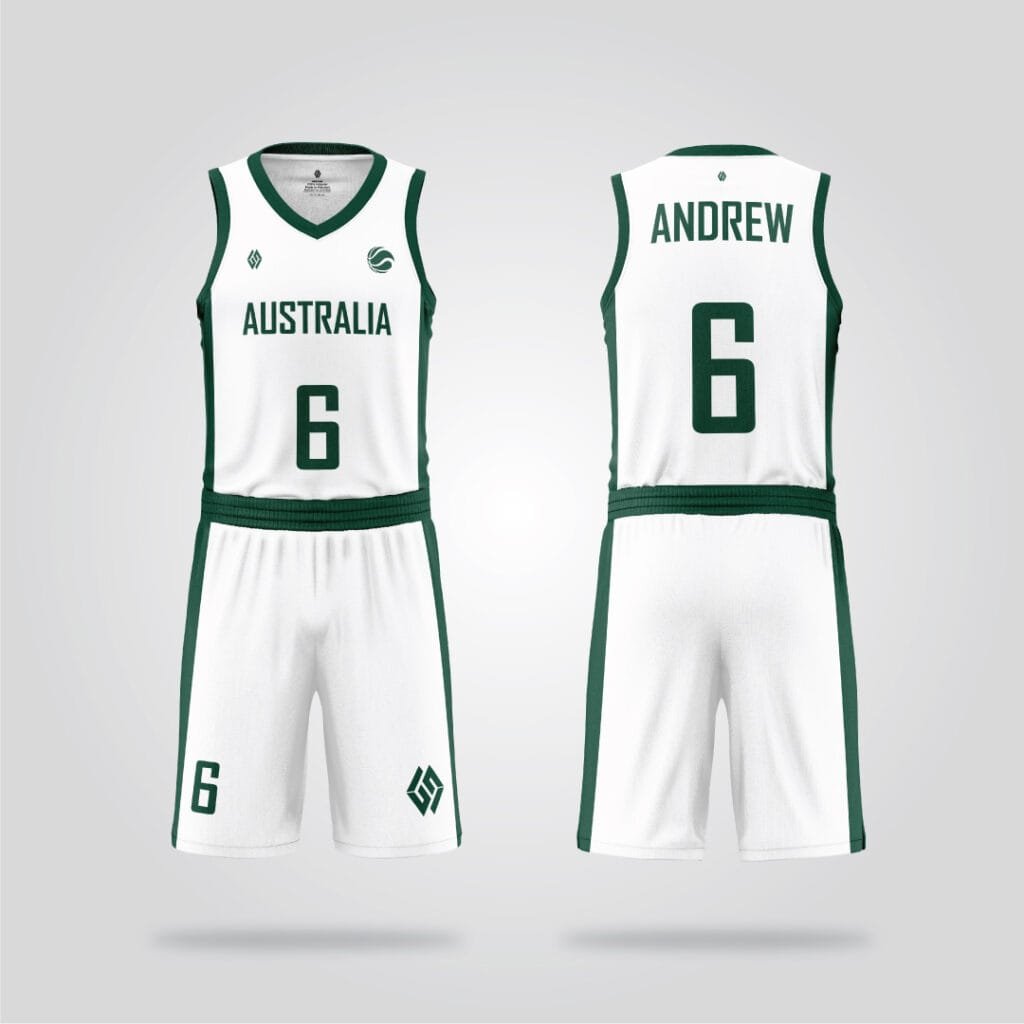 Australia Classic White Basketball Uniform