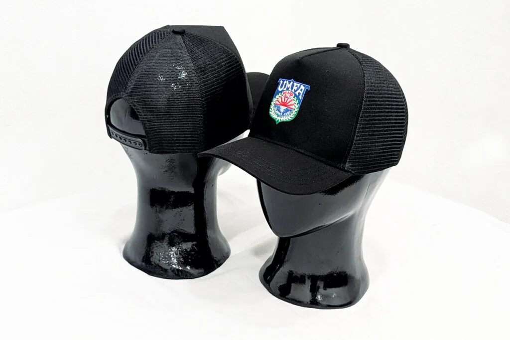UMFA Custom Embroidered Black Mesh Caps